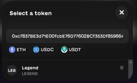 Import LEGEND token